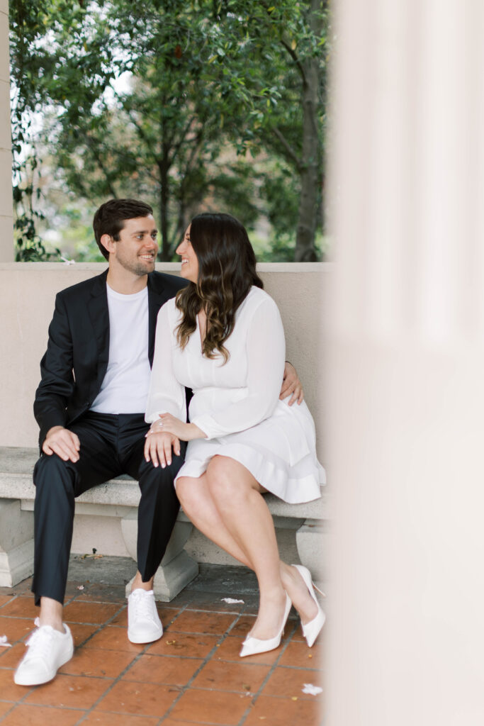 Engagement photos of a couple at Balboa Park