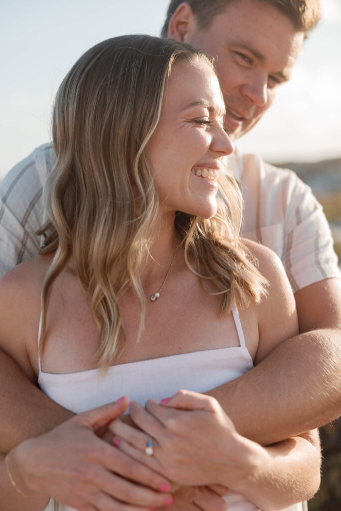 Close up of a couple at Coronado Sand Dunes engagement
