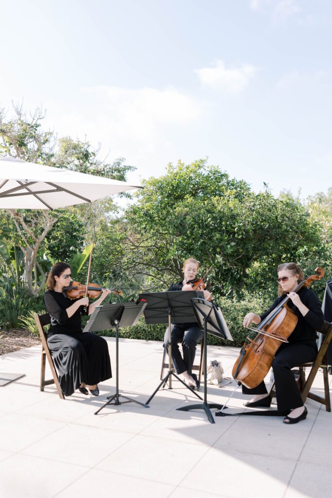Musicians play at Park Hyatt Aviara wedding ceremony