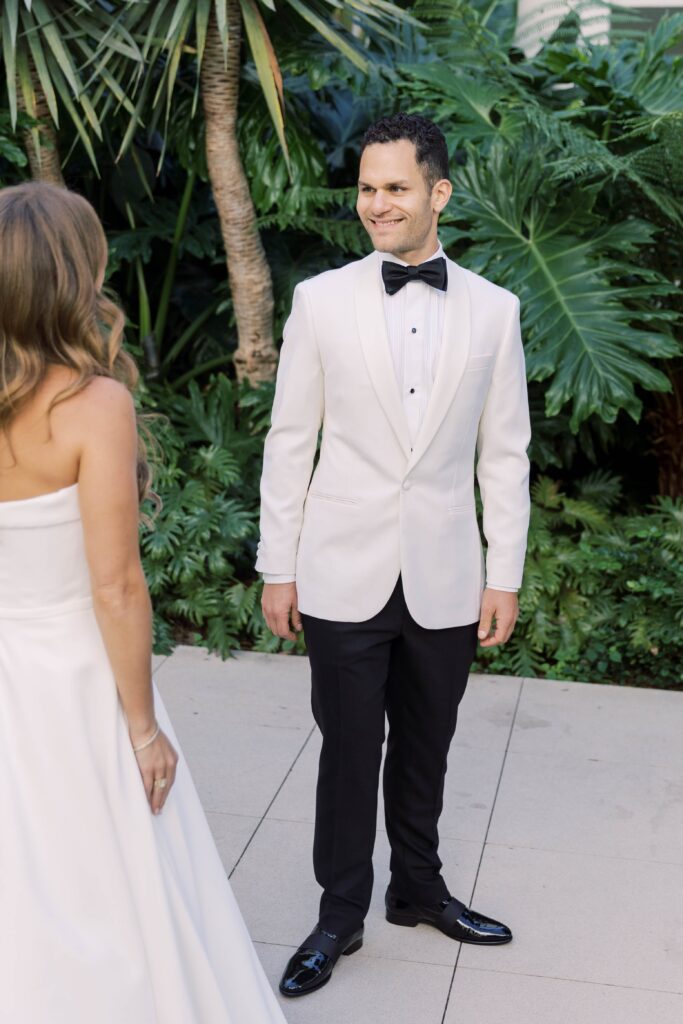 Groom sees bride for the first time at Park Hyatt Aviara in San Diego