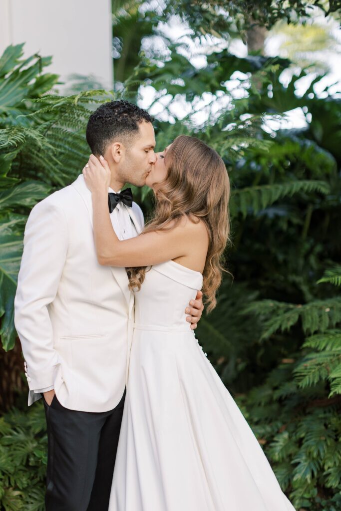 Bride and groom kissing portrait at Park Hyatt Aviara