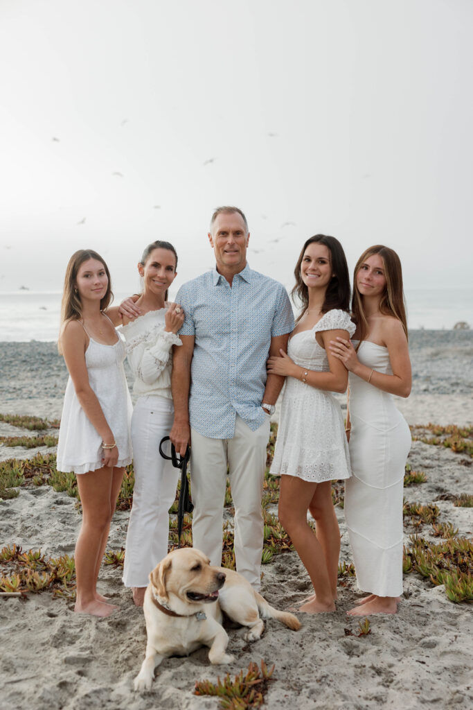 Army Navy Beach photoshoot with family and dog