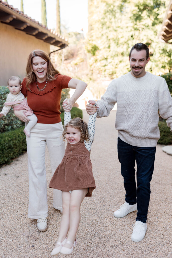 Family plays with kids at photoshoot in San Diego